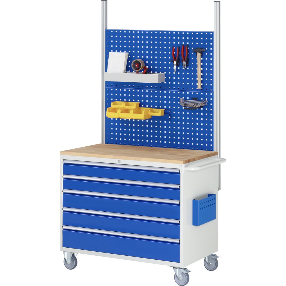 Immagine del prodotto n. 5: Carrello di montaggio RAU Serie 7000, AxLxP 975 x 1.145 x 650 mm, 6 cassetti 6 x 120 mm, piano di lavoro in faggio, portata cassetti 50 kg