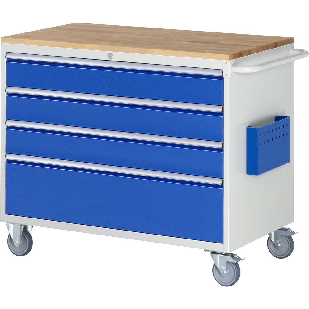 Immagine del prodotto n. 1: Carrello di montaggio RAU Serie 7000, AxLxP 975 x 1.145 x 650 mm, 4 cassetti 3 x 150, 1 x 270 mm, piano di lavoro in faggio, portata cassetti 50 kg