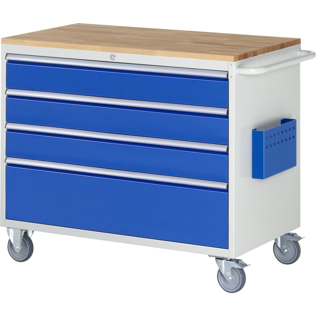 Carrello di montaggio RAU Serie 7000, AxLxP 975 x 1.145 x 650 mm, 4 cassetti 3 x 150, 1 x 270 mm, piano di lavoro in faggio, portata cassetti 50 kg Immagine del prodotto: Carrello di montaggio RAU Serie 7000, AxLxP 975 x 1.145 x 650 mm, 4 cassetti 3 x 150, 1 x 270 mm, piano di lavoro in faggio, portata cassetti 50 kg