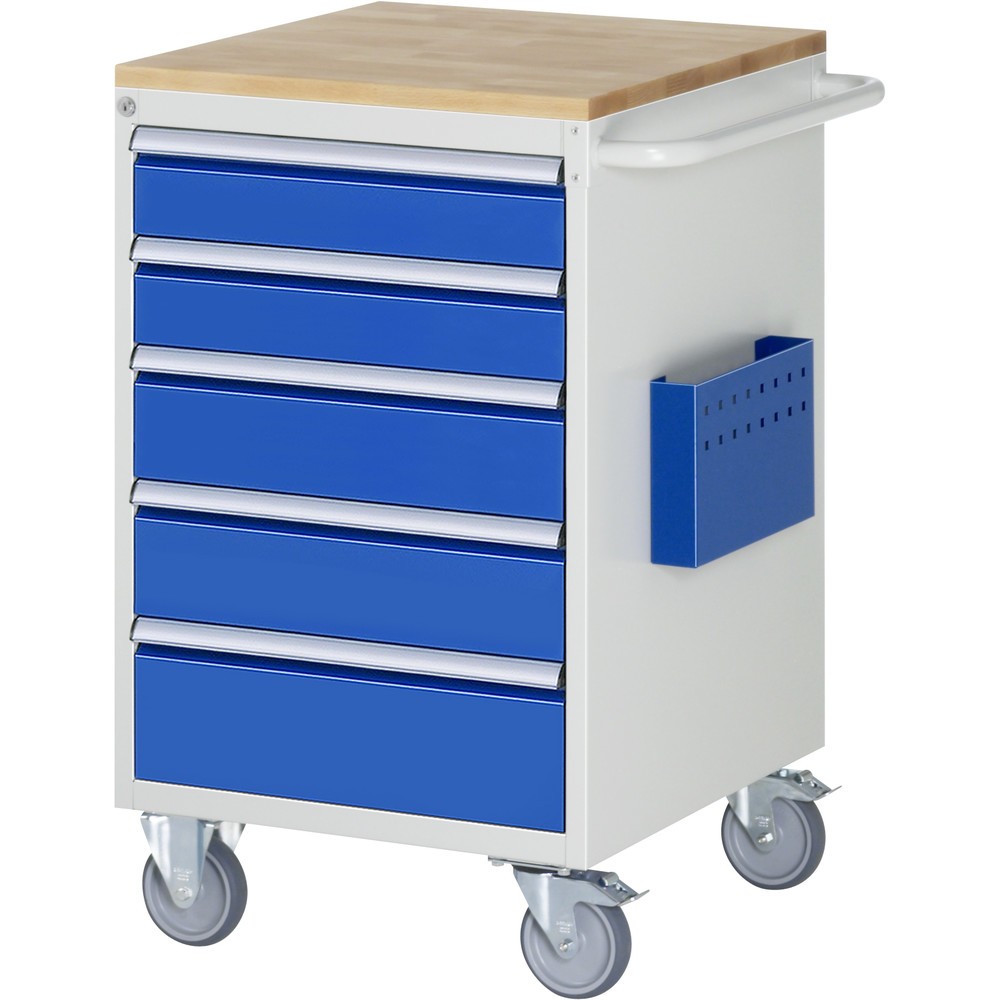 Immagine del prodotto: RAU Carrello da officina Serie 7000, HxLxP 975 x 580 x 650 mm, con 5 cassetti misura L, piano di lavoro in faggio massiccio