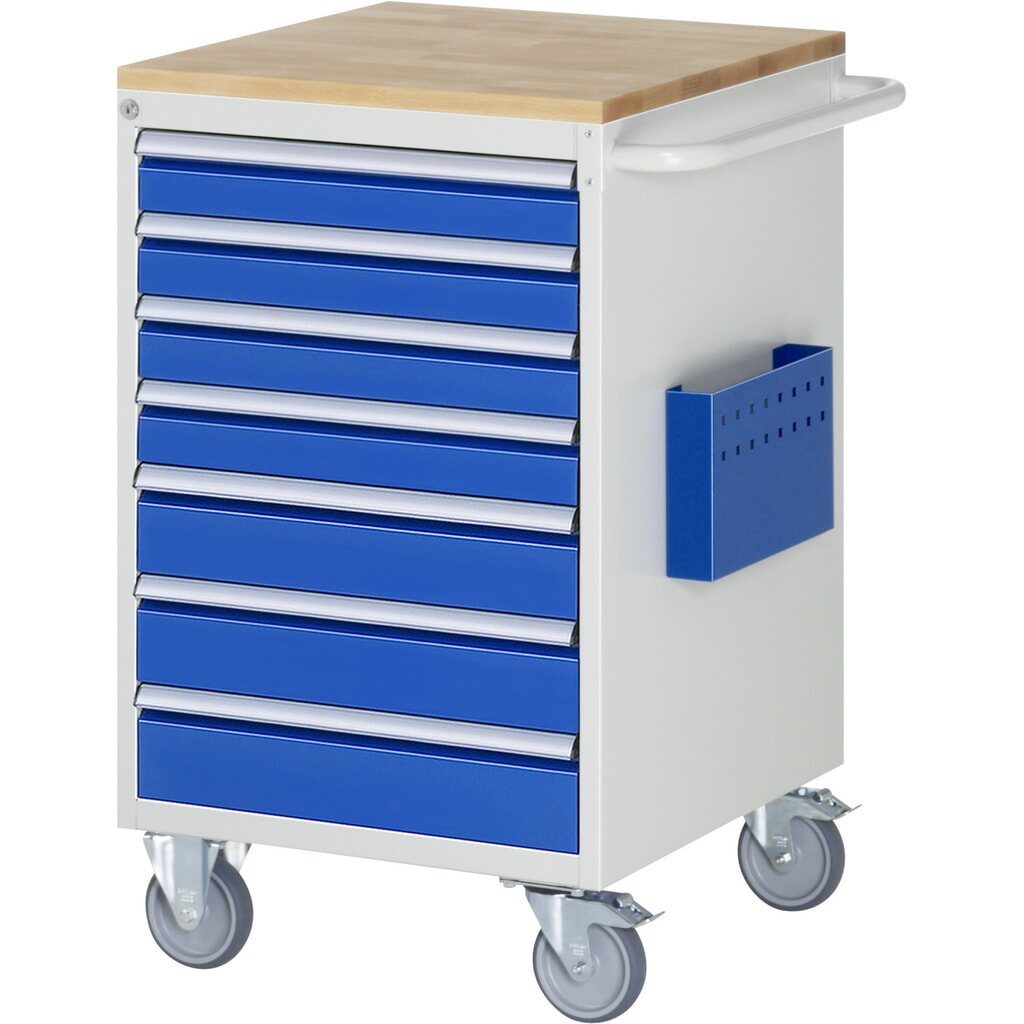 Immagine del prodotto n. 1: Carrello di montaggio RAU Serie 7000, AxLxP 975 x 580 x 650 mm, 7 cassetti 4 x 90, 3 x 120 mm, piano di lavoro in faggio