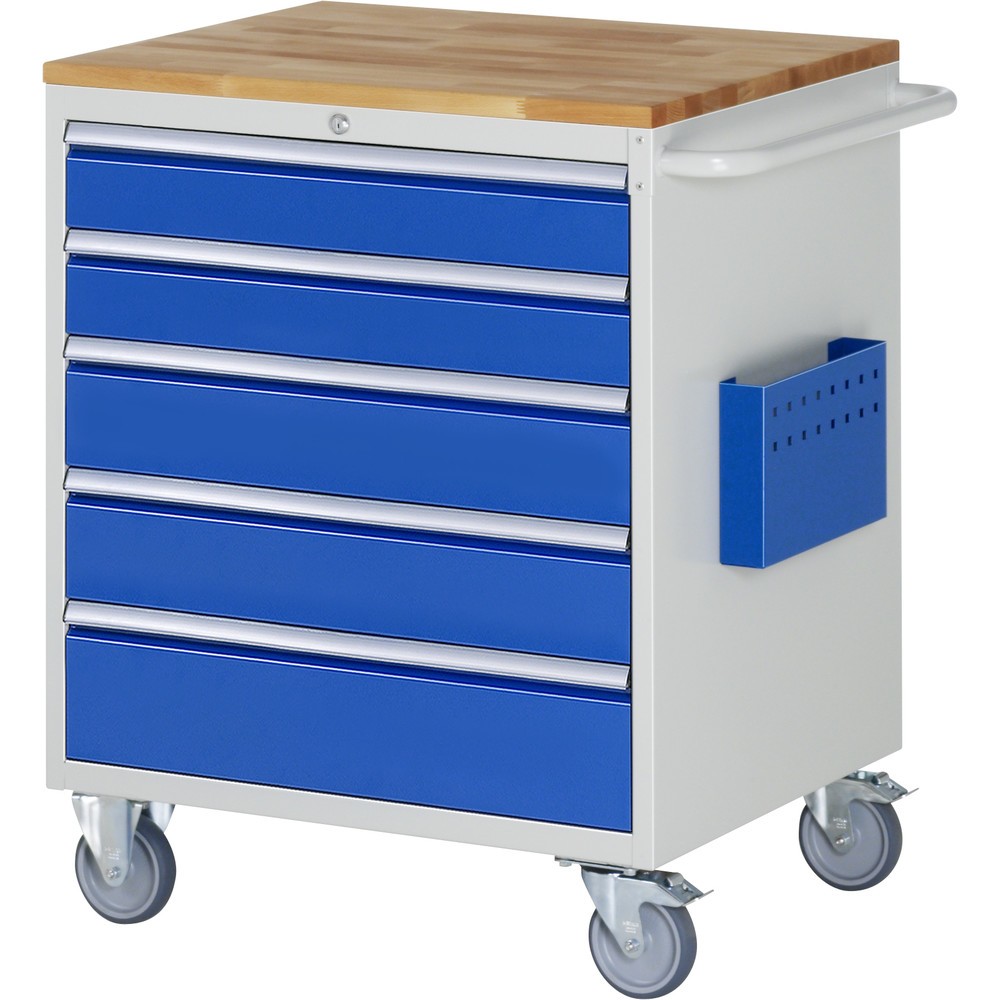 Immagine del prodotto: RAU Carrello da officina Serie 7000, HxLxP 975 x 770 x 650 mm, con 5 cassetti misura XL, piano di lavoro in faggio massiccio