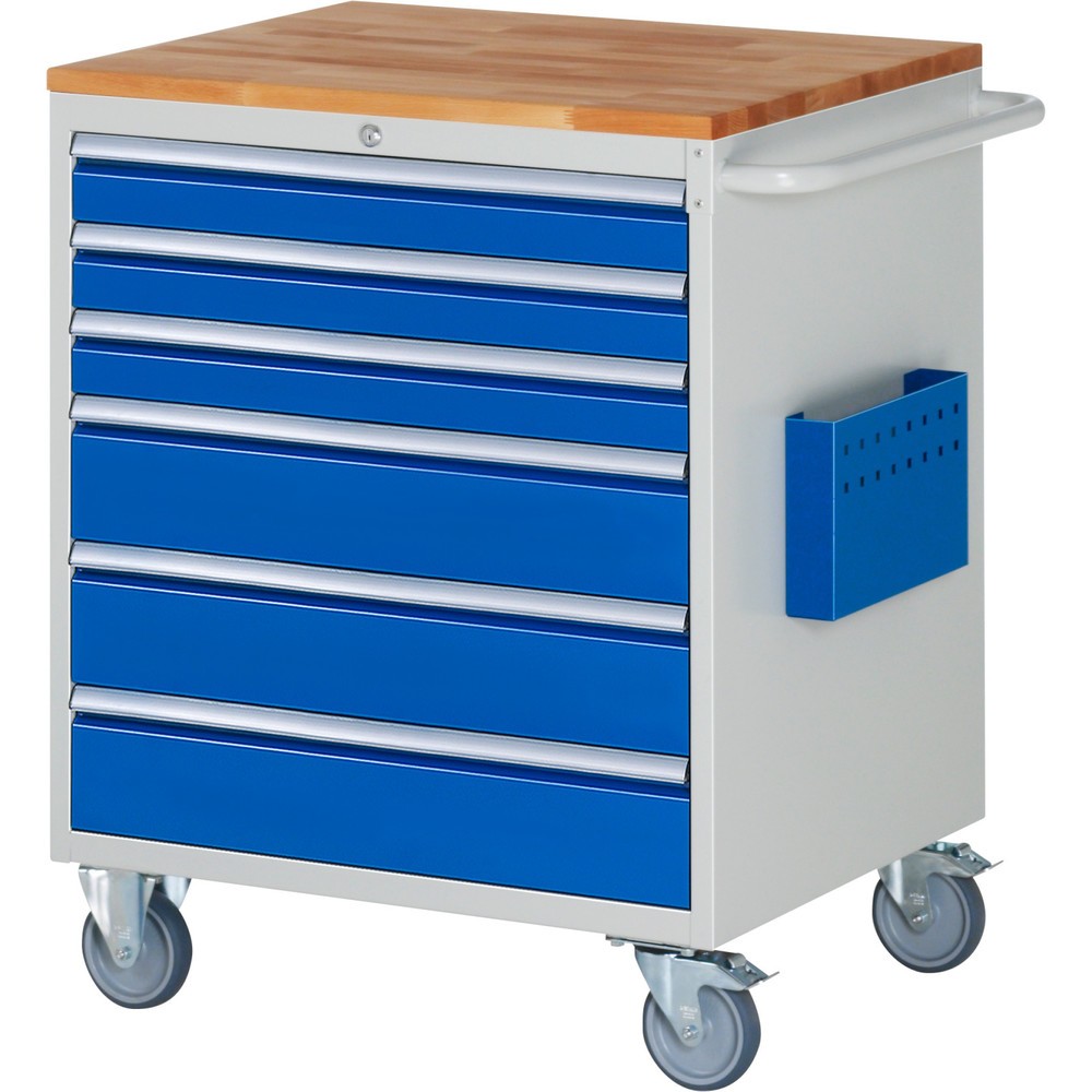Immagine del prodotto: RAU Carrello da officina Serie 7000, HxLxP 975 x 770 x 650 mm, con 6 cassetti misura XL, piano di lavoro in faggio massiccio
