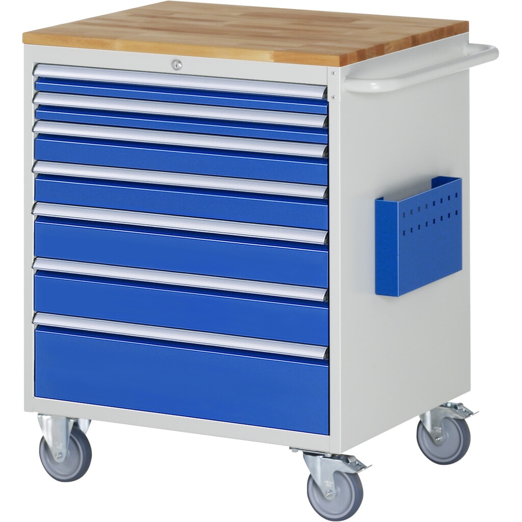 Carrello di montaggio RAU Serie 7000, AxLxP 975 x 770 x 650 mm, 7 cassetti 2 x 60, 2 x 90, 2 x 120, 1 x 180 mm, piano di lavoro in faggio Immagine del prodotto n. 1: Carrello di montaggio RAU Serie 7000, AxLxP 975 x 770 x 650 mm, 7 cassetti 2 x 60, 2 x 90, 2 x 120, 1 x 180 mm, piano di lavoro in faggio