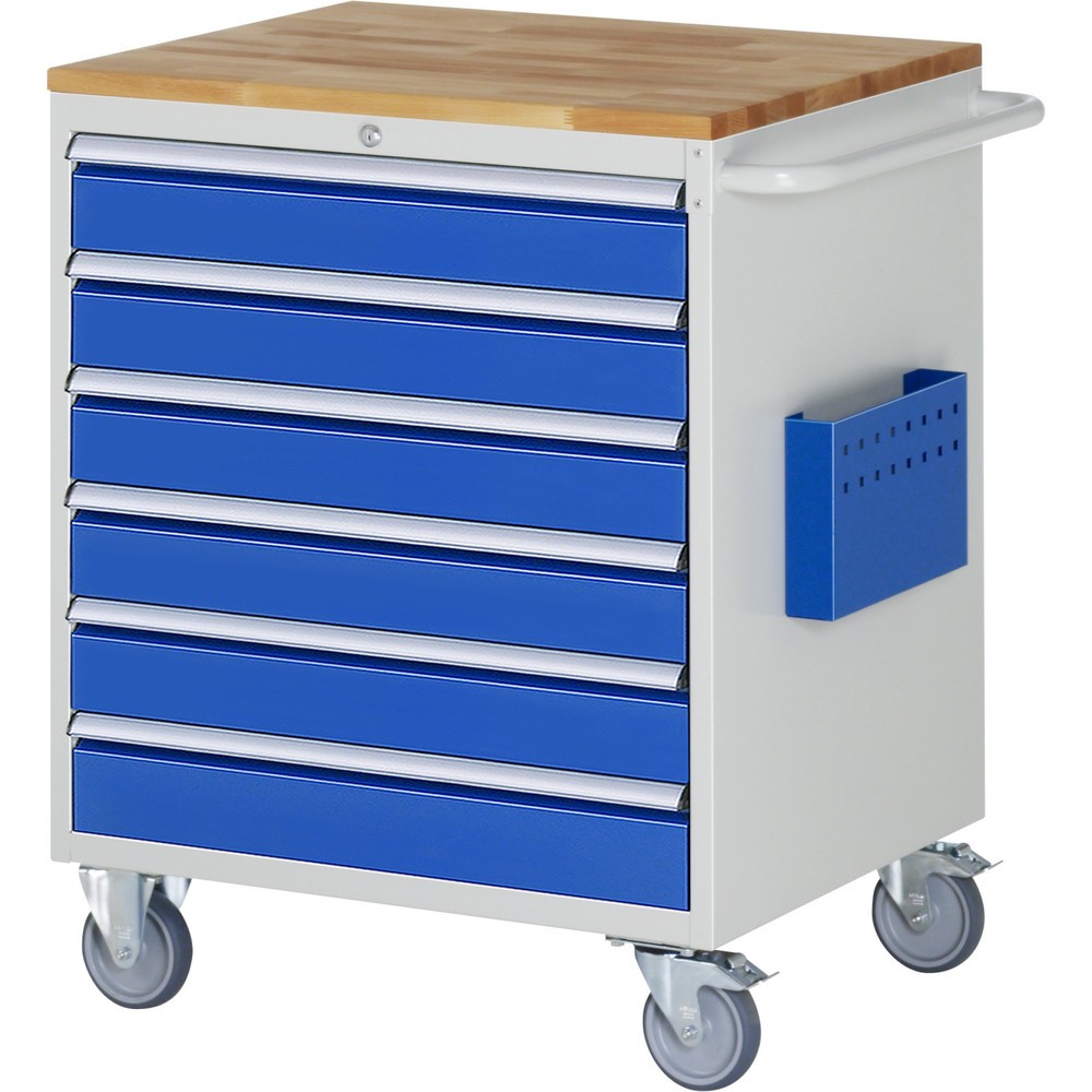 Immagine del prodotto n. 1: Carrello di montaggio RAU Serie 7000, AxLxP 975 x 770 x 650 mm, 6 cassetti 6 x 120 mm, piano di lavoro in faggio