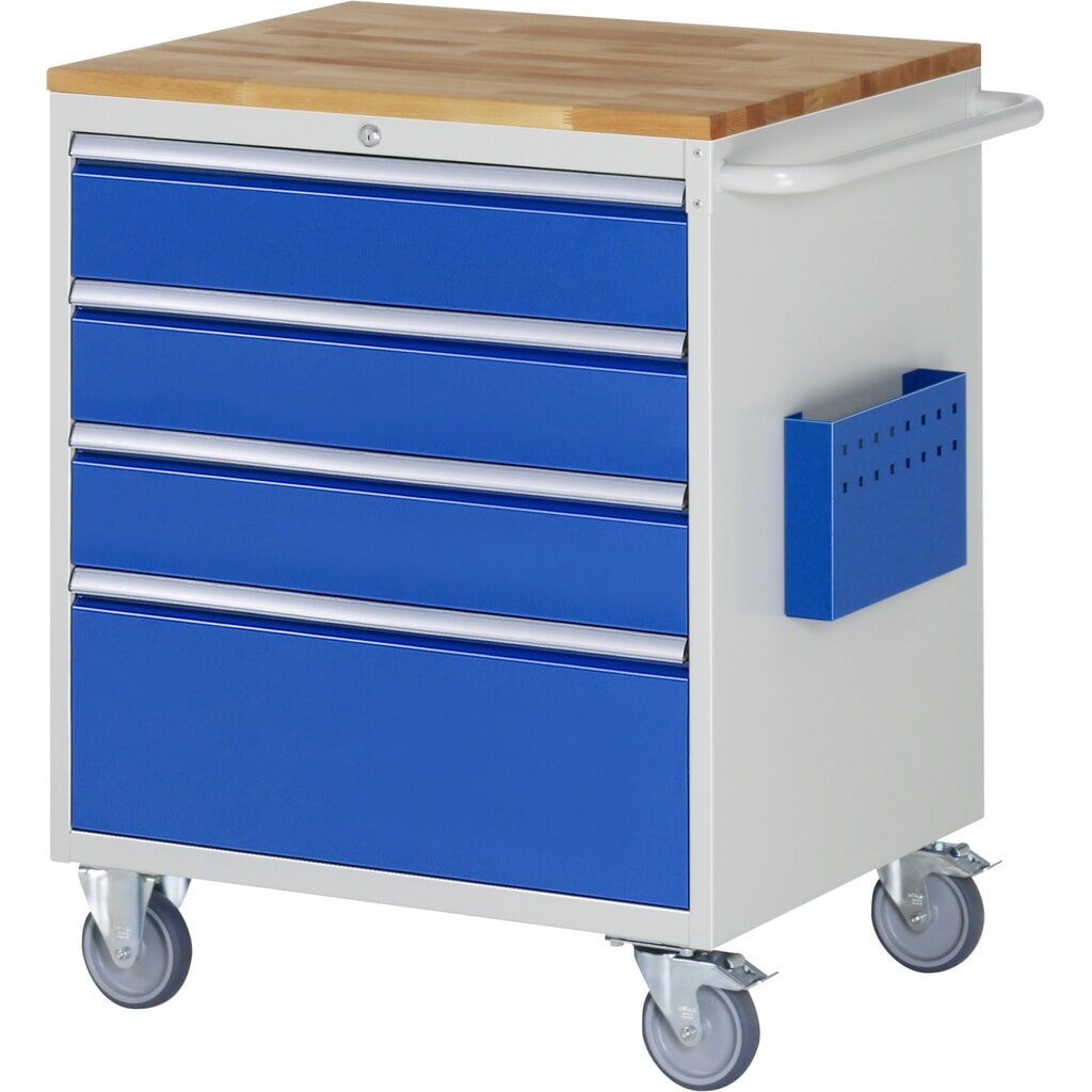 Carrello di montaggio RAU Serie 7000, AxLxP 975 x 770 x 650 mm, 4 cassetti 3 x 150, 1 x 270 mm, piano di lavoro in faggio Immagine del prodotto n. 1: Carrello di montaggio RAU Serie 7000, AxLxP 975 x 770 x 650 mm, 4 cassetti 3 x 150, 1 x 270 mm, piano di lavoro in faggio