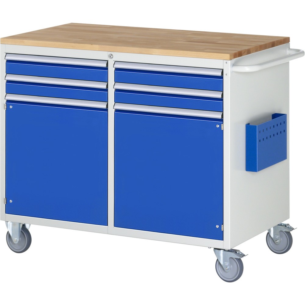 Immagine del prodotto n. 1: Carrello di montaggio RAU Serie 7000, AxLxP 975 x 1.145 x 650 mm, 2 ante a battente, 4 cassetti 4 x 90 mm, piano di lavoro in faggio