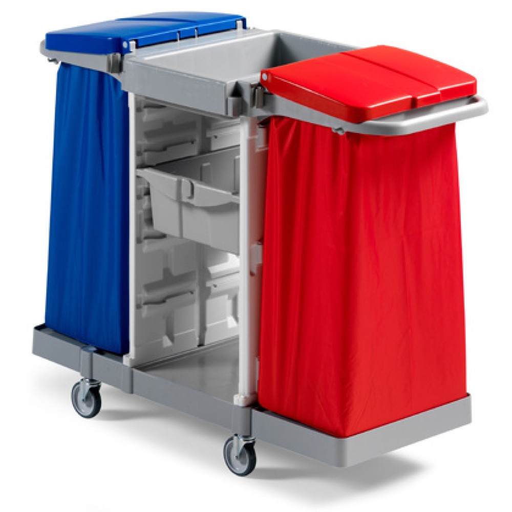 Immagine del prodotto: Carrello di servizio Duo, 2 telai di supporto per sacchi da 120 litri, 2 cestini portaoggetti