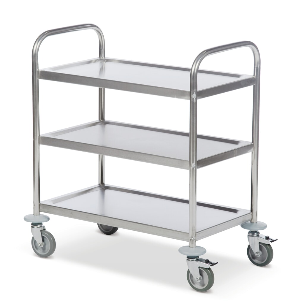 Carrello di servizio in acciaio inox BASIC, 3 ripiani da 685 x 380 mm Immagine del prodotto: Carrello di servizio in acciaio inox BASIC, 3 ripiani da 685 x 380 mm