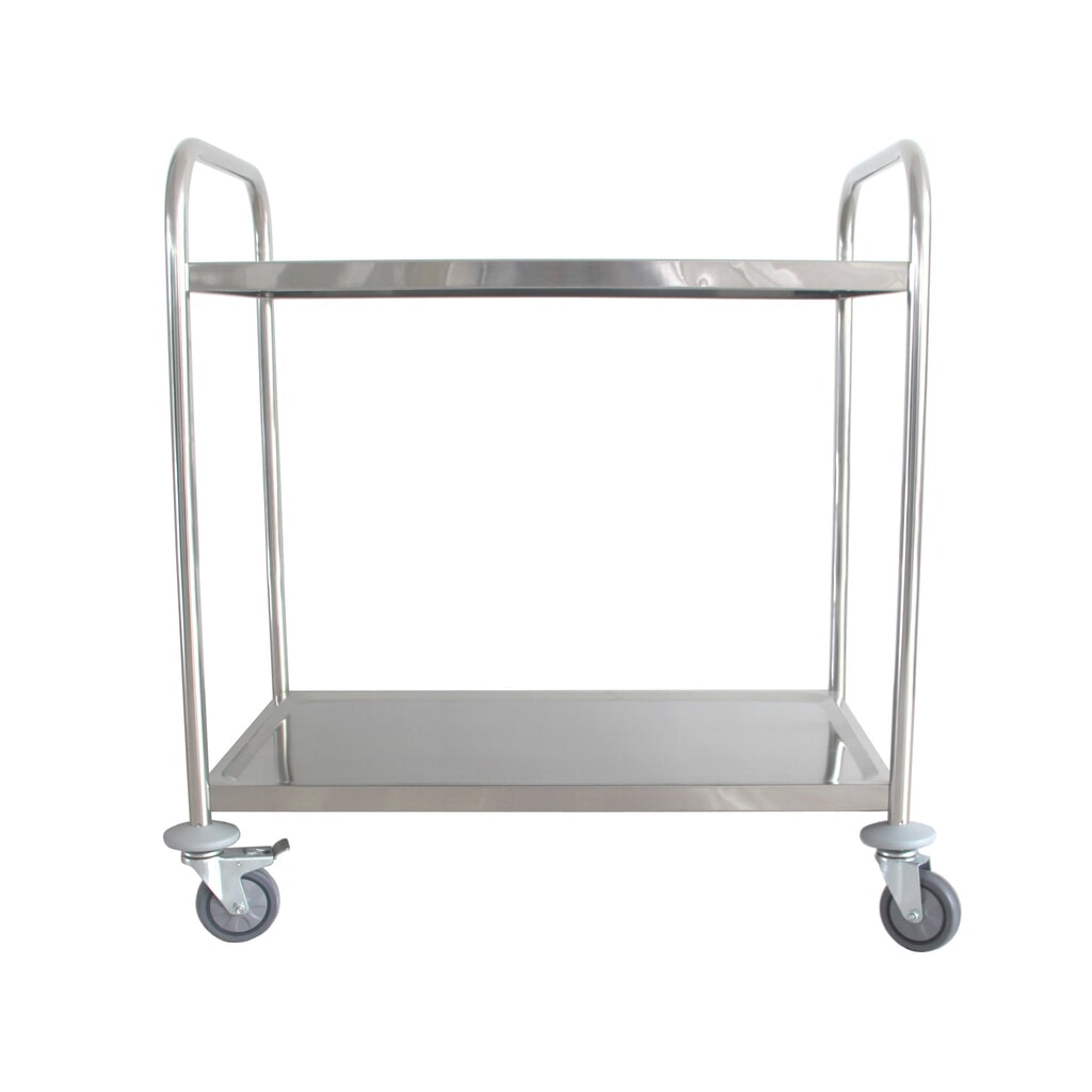 Carrello di servizio in acciaio inox HEMMDAL, 2 piani Immagine del prodotto n. 2: Carrello di servizio in acciaio inox HEMMDAL, 2 piani