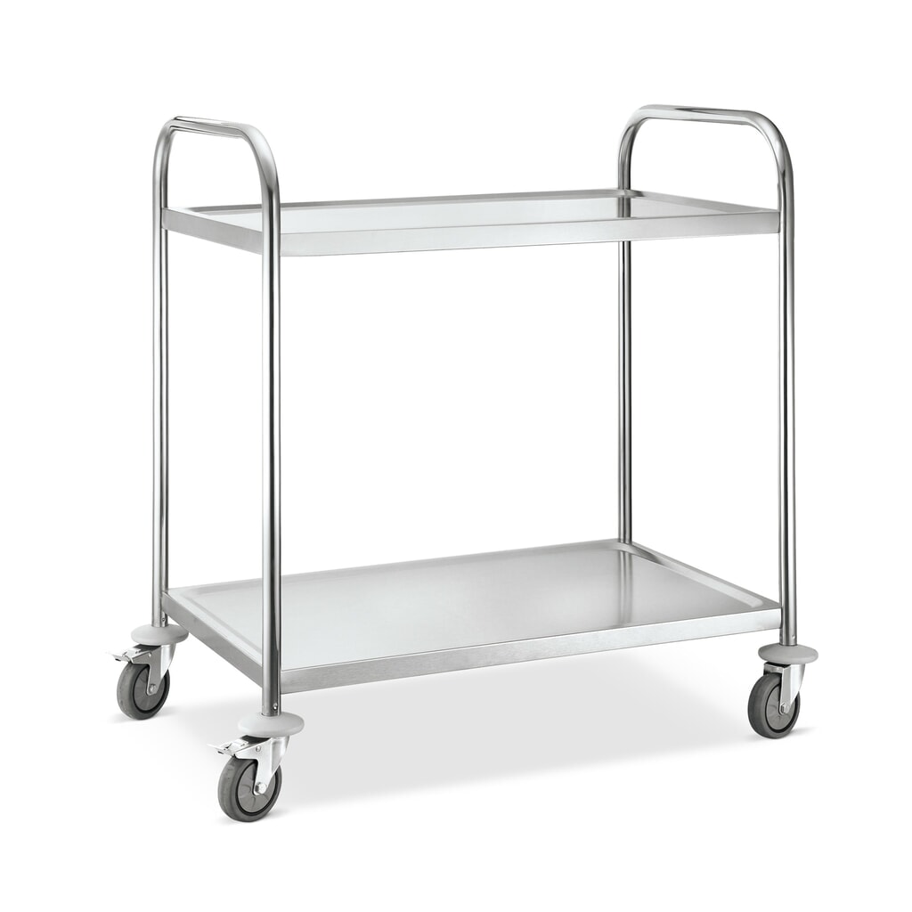 Carrello di servizio in acciaio inox HEMMDAL, 2 piani Immagine del prodotto: Carrello di servizio in acciaio inox HEMMDAL, 2 piani