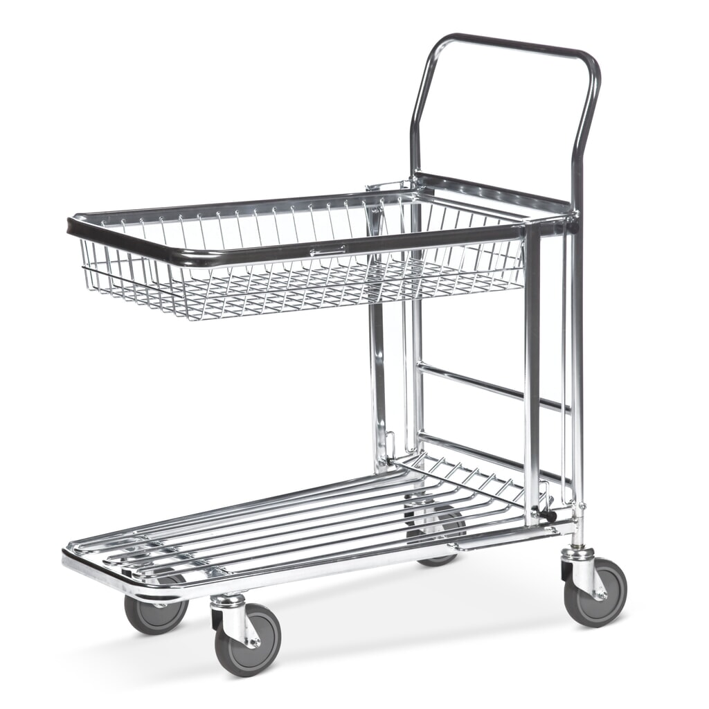 Immagine del prodotto: Carrello di stoccaggio e trasporto, cestino ribaltabile, superficie di carico LxP 344 x 700 mm