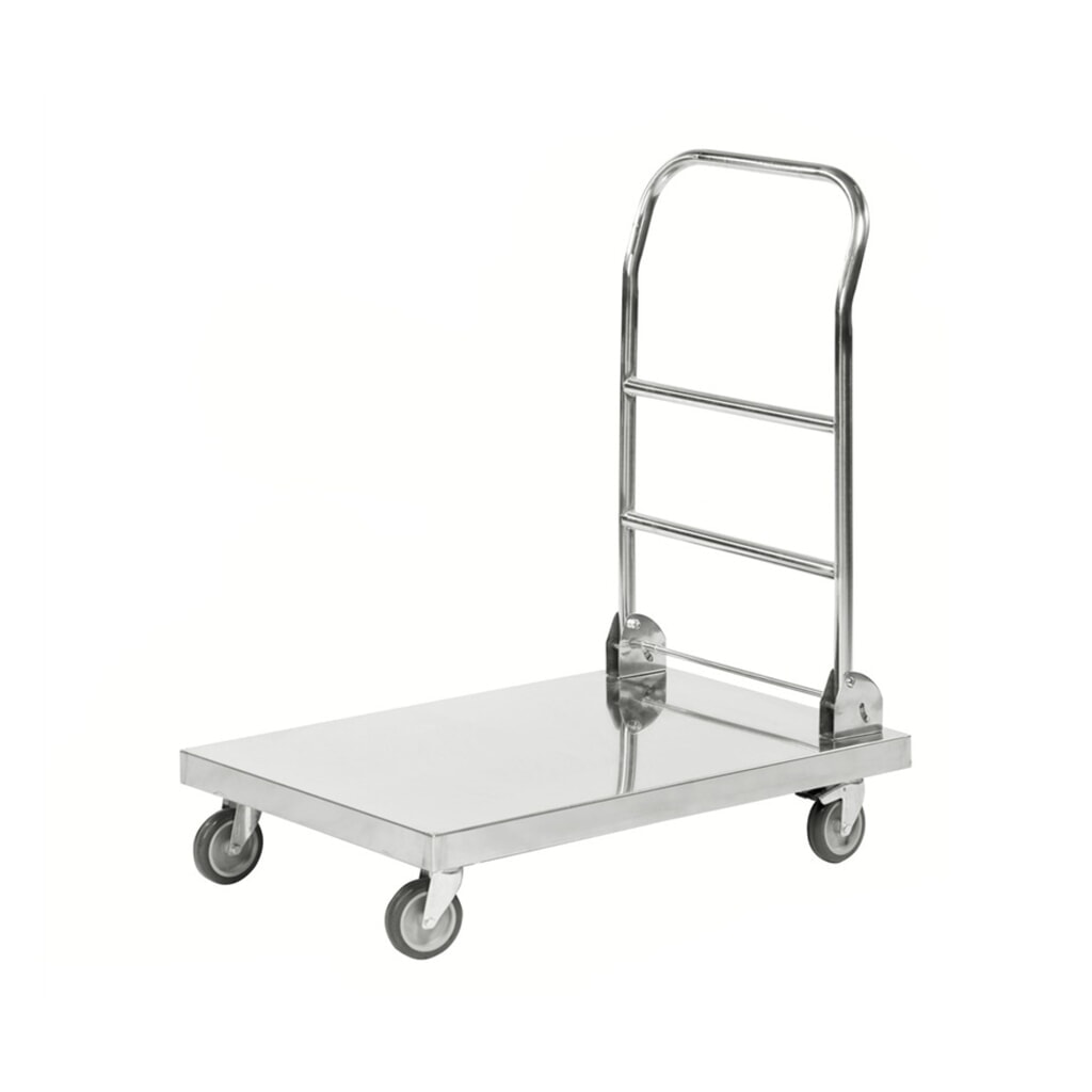 Immagine del prodotto: Carrello di trasporto, completamente in acciaio inox, 18/0, superficie di carico LxP 520 x 825 mm