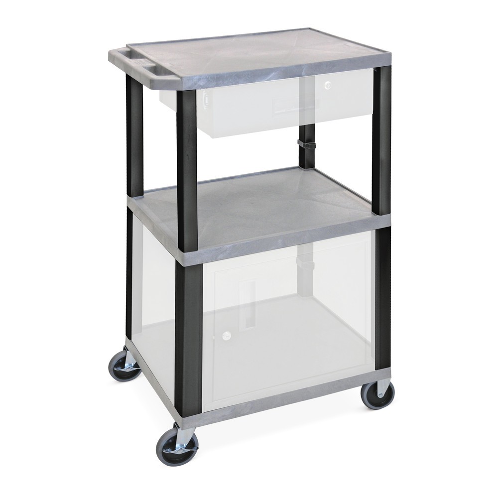 Immagine del prodotto: Carrello di trasporto in materiale plastico, 3 piani, portata 150 kg, grigio