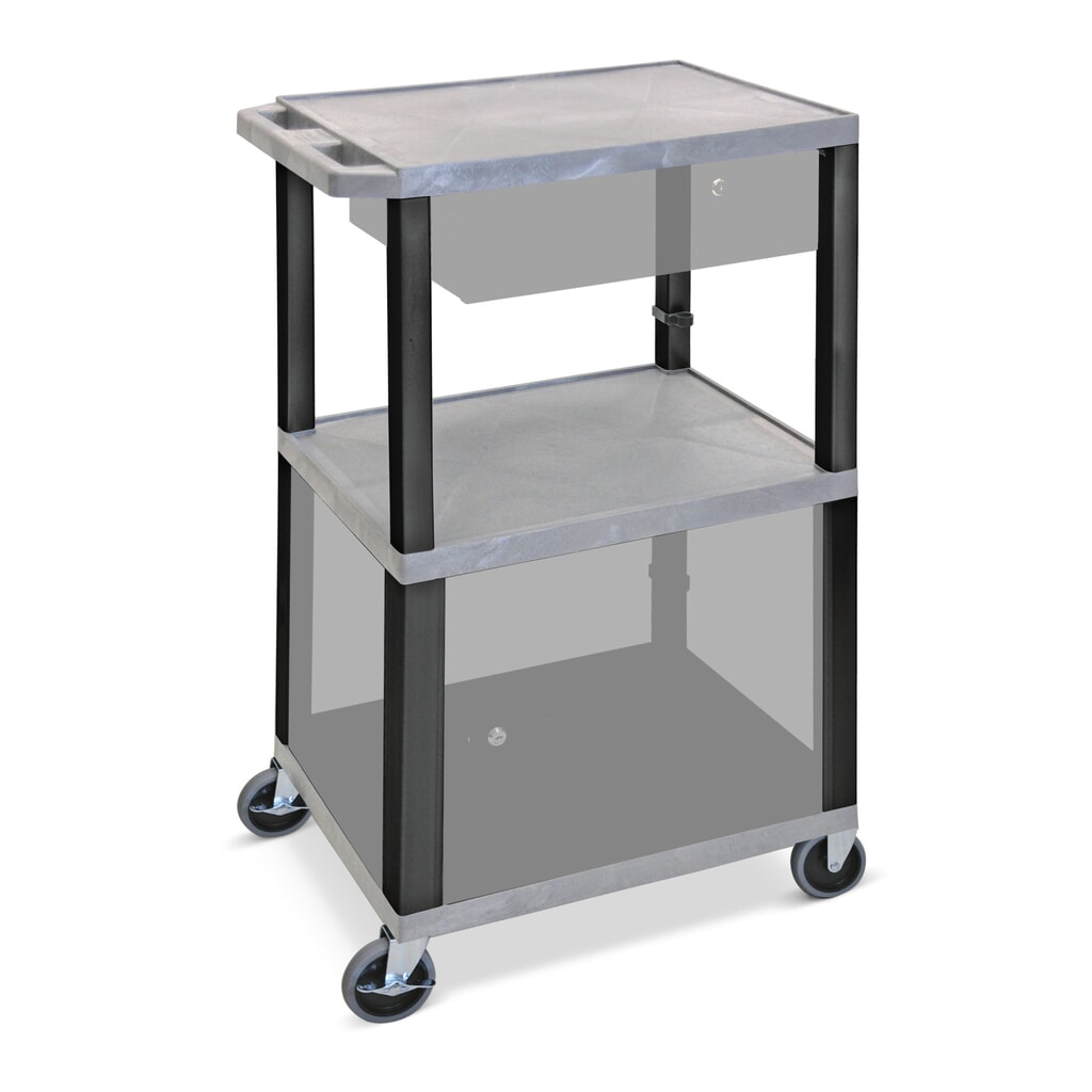Immagine del prodotto: Carrello di trasporto in materiale plastico, 3 piani, portata 150 kg, grigio