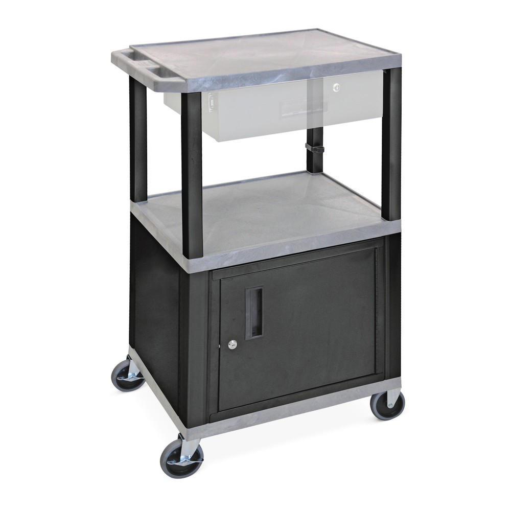 Immagine del prodotto: Carrello di trasporto in materiale plastico BASIC con vano inferiore, grigio