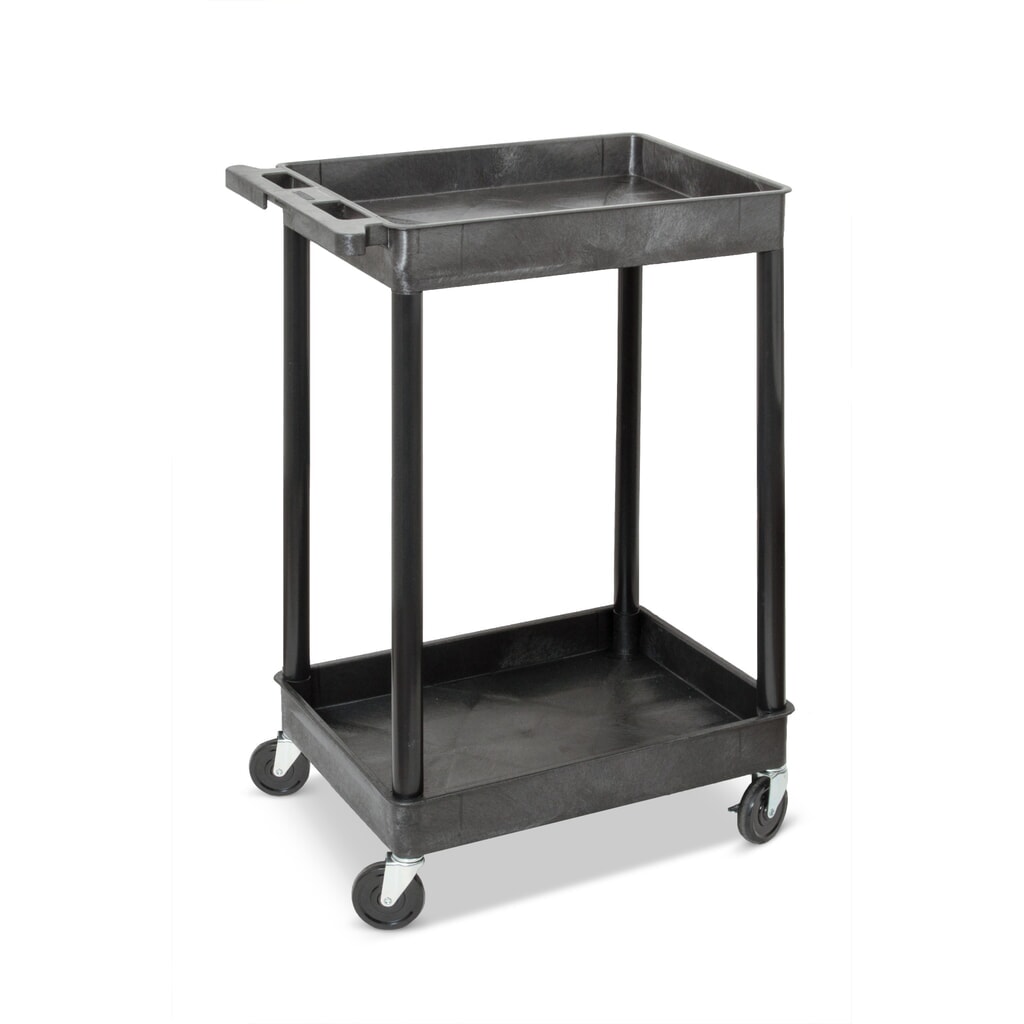 Carrello di trasporto in materiale plastico HEMMDAL, con vaschette, 2 piani, nero Immagine del prodotto: Carrello di trasporto in materiale plastico HEMMDAL, con vaschette, 2 piani, nero