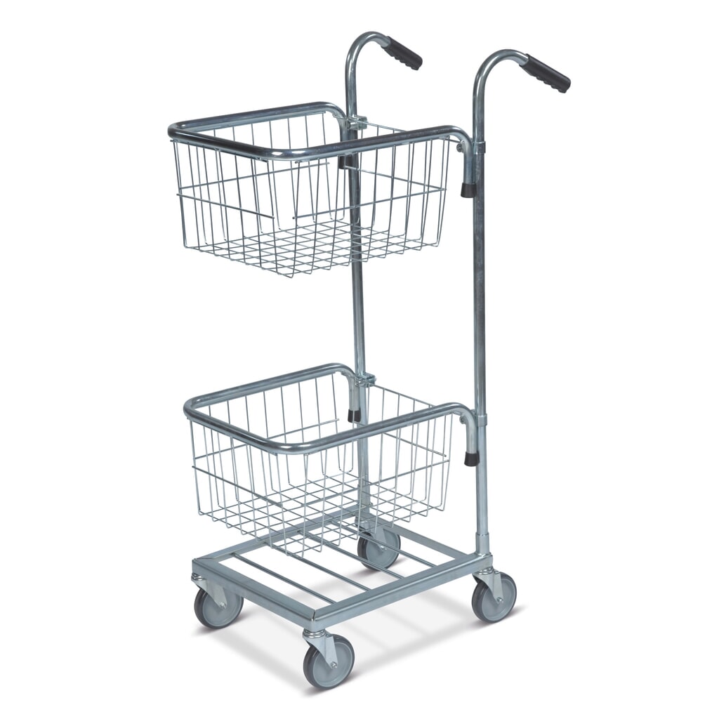 Carrello di trasporto piccolo con due cestini, regolabile in altezza Immagine del prodotto: Carrello di trasporto piccolo con due cestini, regolabile in altezza