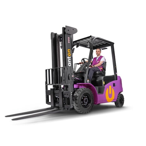 Immagine del prodotto n. 1: AntOn by Jungheinrich carrello elevatore elettrico CBH 3.0 con doppio montante telescopico, altezza di sollevamento 3.300 mm, portata 3.000 kg, incluso il caricabatteria esterno da 80 V, 60 A, CEE, 5 poli.