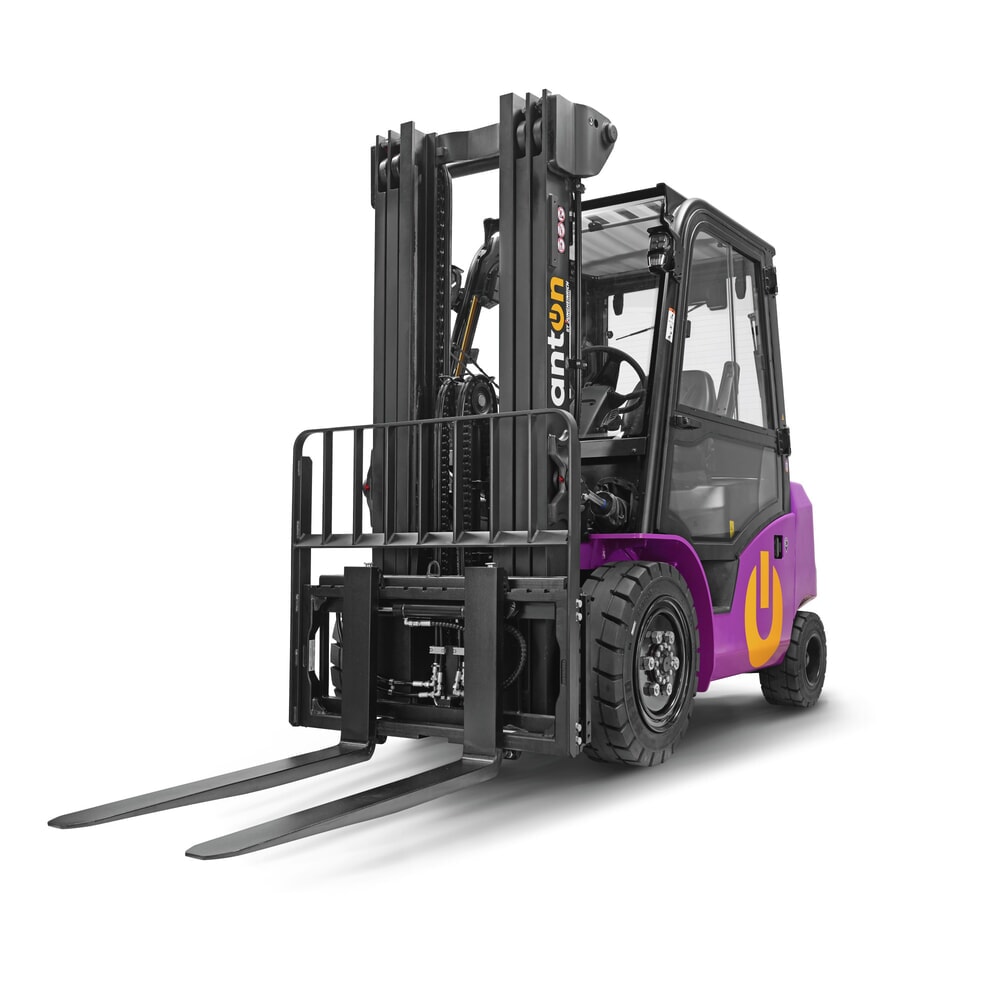 Immagine del prodotto n. 1: Carrello elevatore elettrico AntOn di Jungheinrich CBH 3.0 con montante telescopico triplo, altezza di sollevamento 4.800 mm, portata 3.000 kg, cabina protettiva contro le intemperie Comfort, incl. caricabatterie esterno 80 V, 60 A, CEE, 4 poli