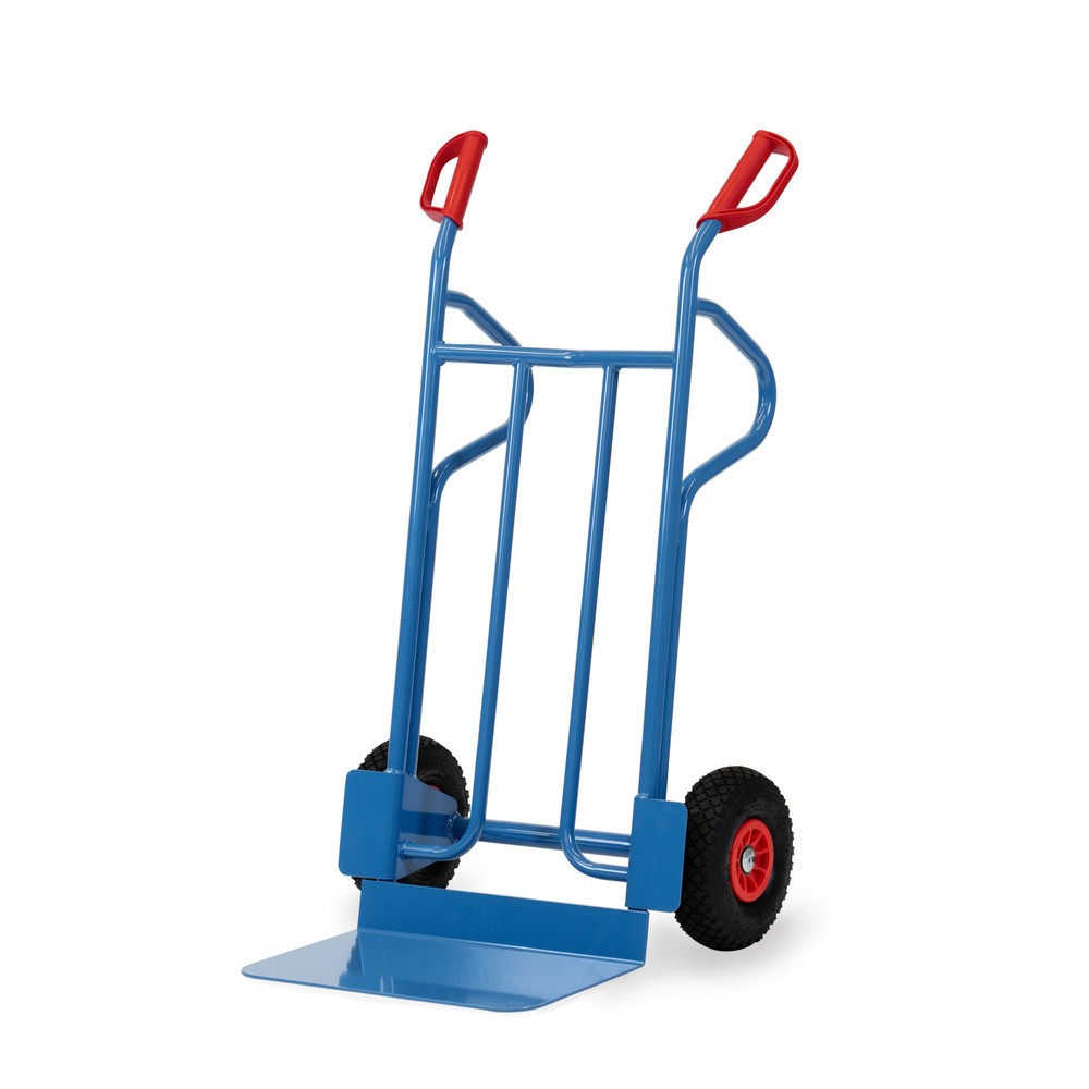 Immagine del prodotto: Carrello impilatore fetra®, portata 350 kg, pala LxP 480 x 300 mm, con staffe di appoggio, gommatura in PU
