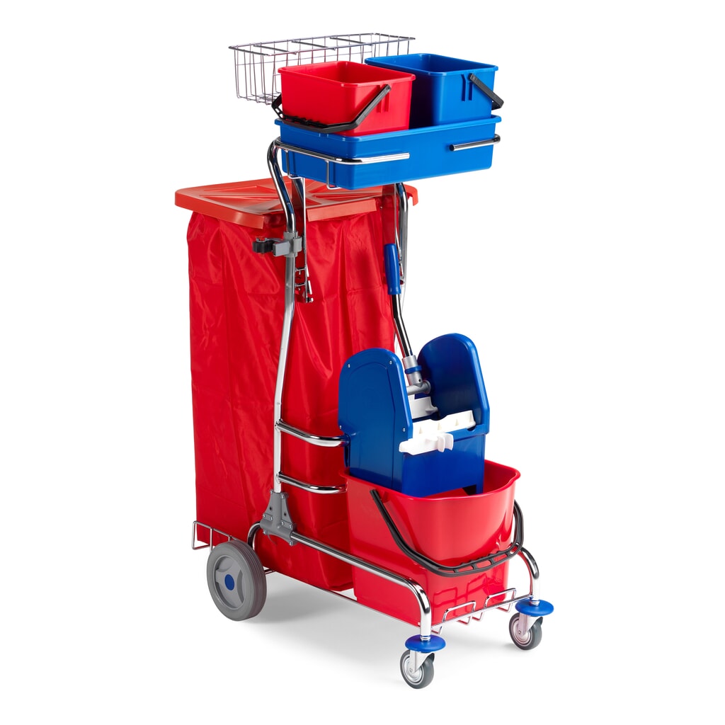 Carrello per pulizie Universal III, cromato, 1x 15 litri con strizzatore scopa lavapavimenti + 2x 6 litri Immagine del prodotto: Carrello per pulizie Universal III, cromato, 1x 15 litri con strizzatore scopa lavapavimenti + 2x 6 litri