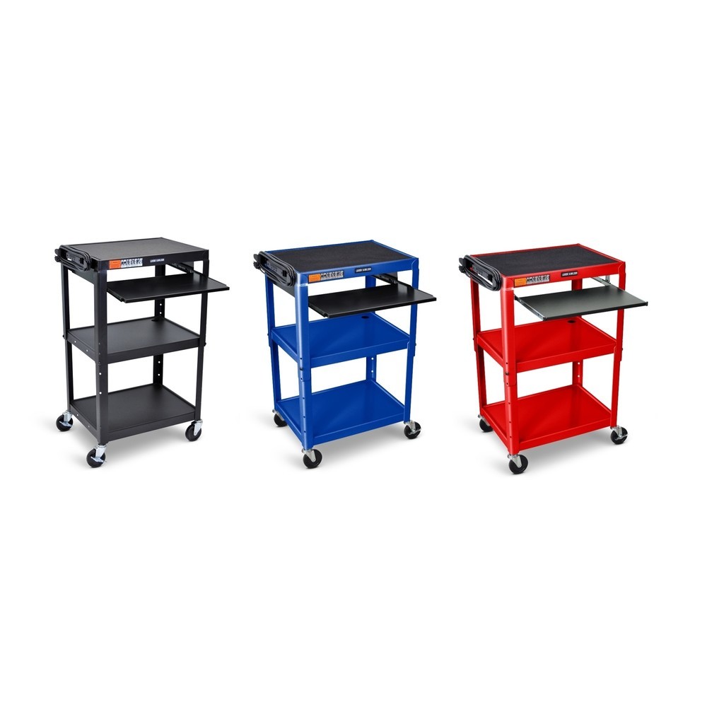 Immagine del prodotto n. 2: Carrello per ufficio e carrello porta-documenti, 3 ripiani, con ripiano per tastiera estraibile, nero