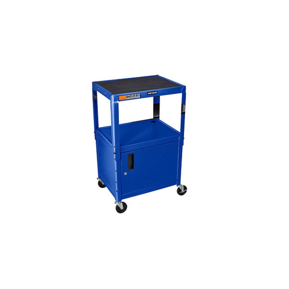 Immagine del prodotto: Carrello per ufficio e carrello porta-documenti, 3 ripiani, con ripiano per tastiera estraibile e vano inferiore, blu