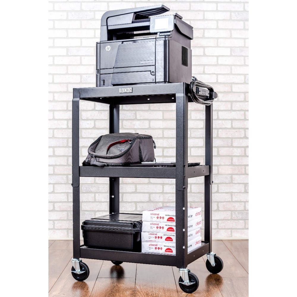 Immagine del prodotto n. 6: Carrello per ufficio e carrello porta-documenti, 3 ripiani, con vano inferiore, rosso