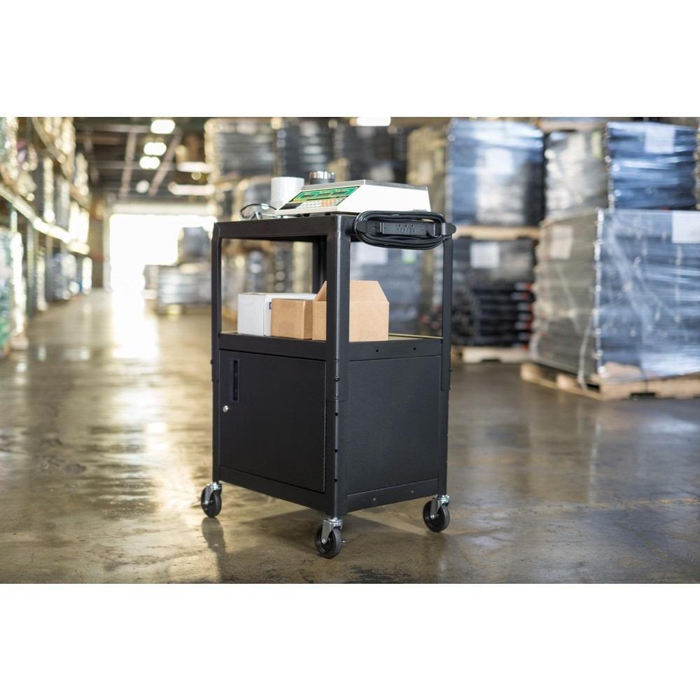 Immagine del prodotto n. 3: Carrello per ufficio e carrello porta-documenti, 3 ripiani, con vano inferiore, nero