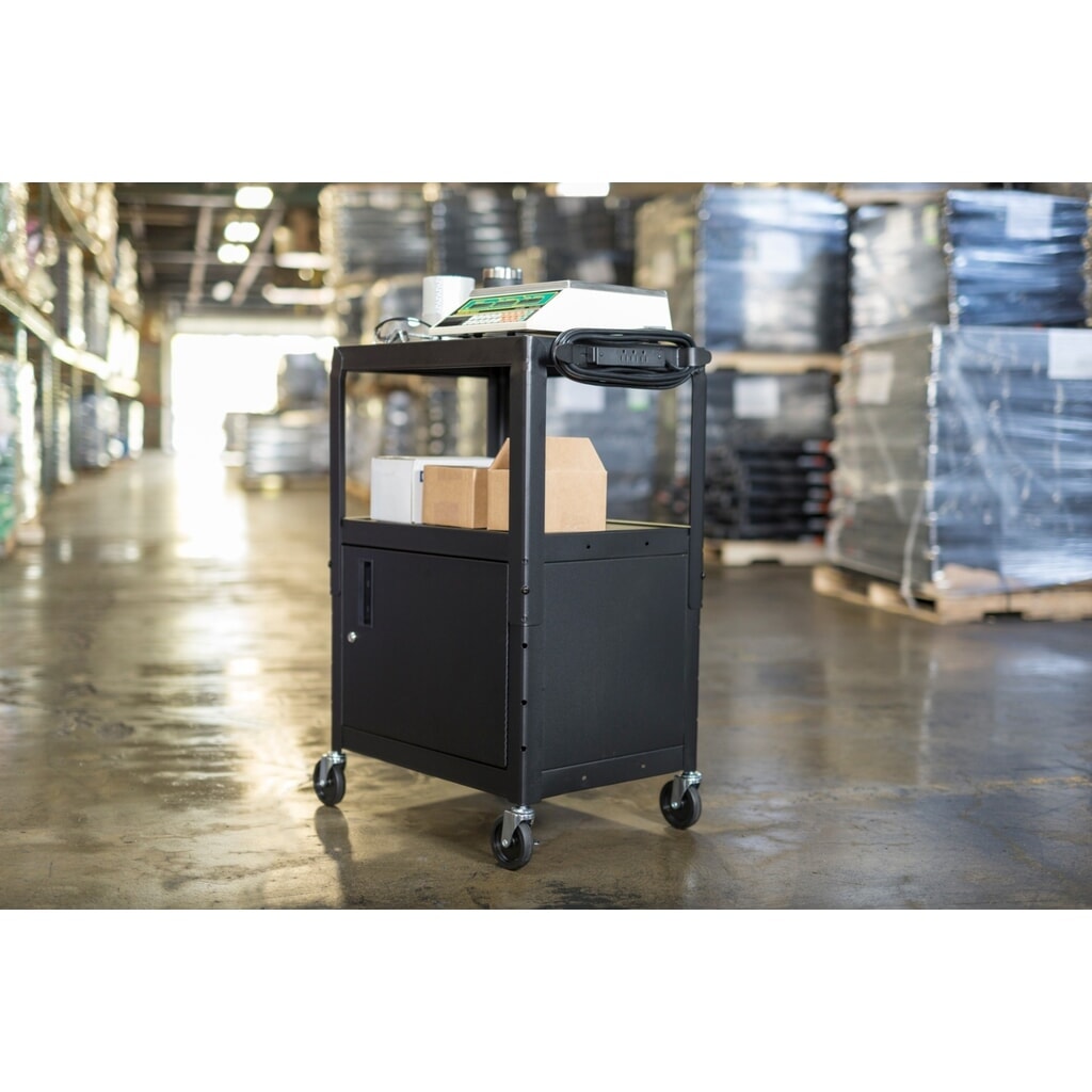 Immagine del prodotto n. 3: Carrello per ufficio e carrello porta-documenti, 3 ripiani, con vano inferiore, nero
