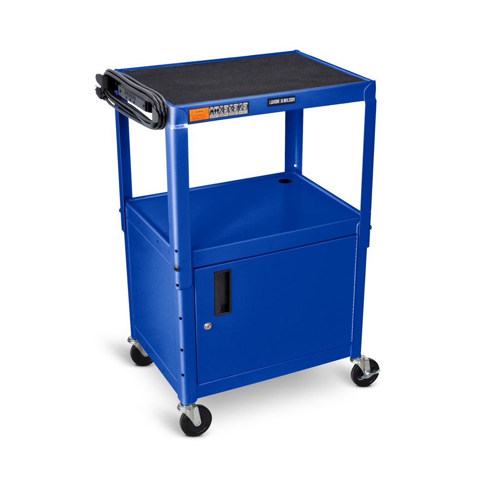 Immagine del prodotto: Carrello per ufficio e carrello porta-documenti, 3 ripiani, con vano inferiore, blu