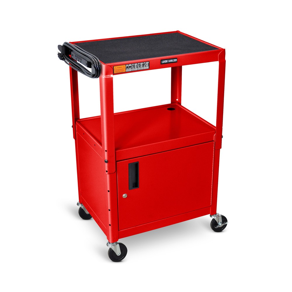 Immagine del prodotto n. 1: Carrello per ufficio e carrello porta-documenti, 3 ripiani, con vano inferiore, rosso