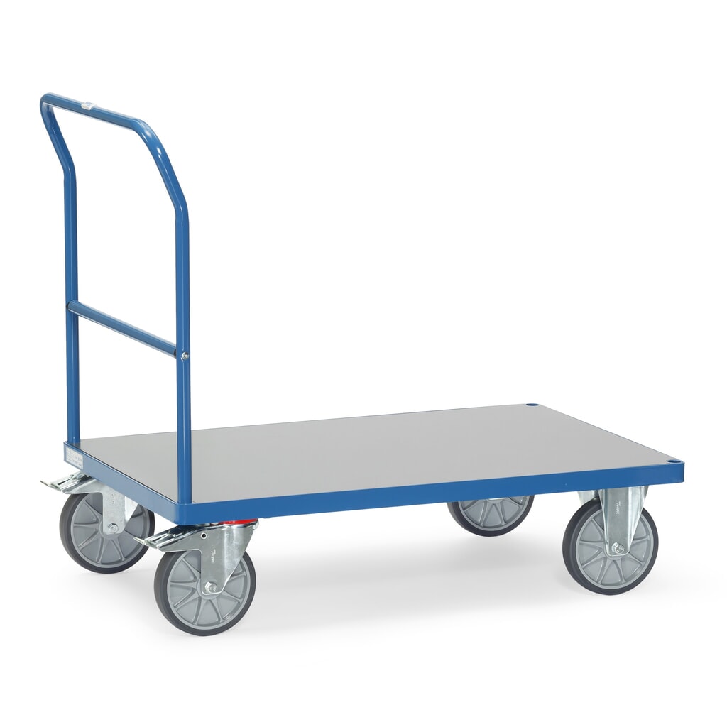 Immagine del prodotto n. 1: carrello a piattaforma fetra® con staffa richiudibile, superficie di carico resistente alle intemperie LxP 600 x 1.000 mm, blu brillante