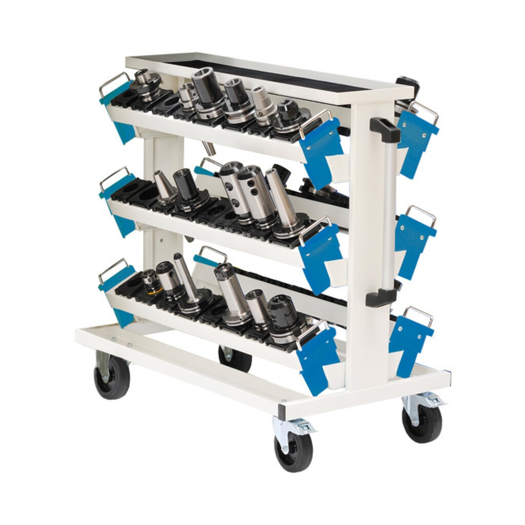 Immagine del prodotto n. 1: Carrello portautensili Bedrunka+Hirth per utensili CNC, con 6 supporti, grigio chiaro, azzurro, AxLxP 950 x 560 x 930 mm