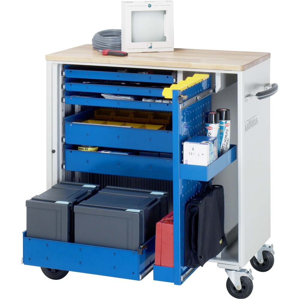 Immagine del prodotto: Carrello portautensili RAU serie adlatus, AxLxP 1.080 x 1.025 x 520 mm, 6 cassetti 3 x 40, 2 x 105, 1 x 130 mm, piano di lavoro in faggio