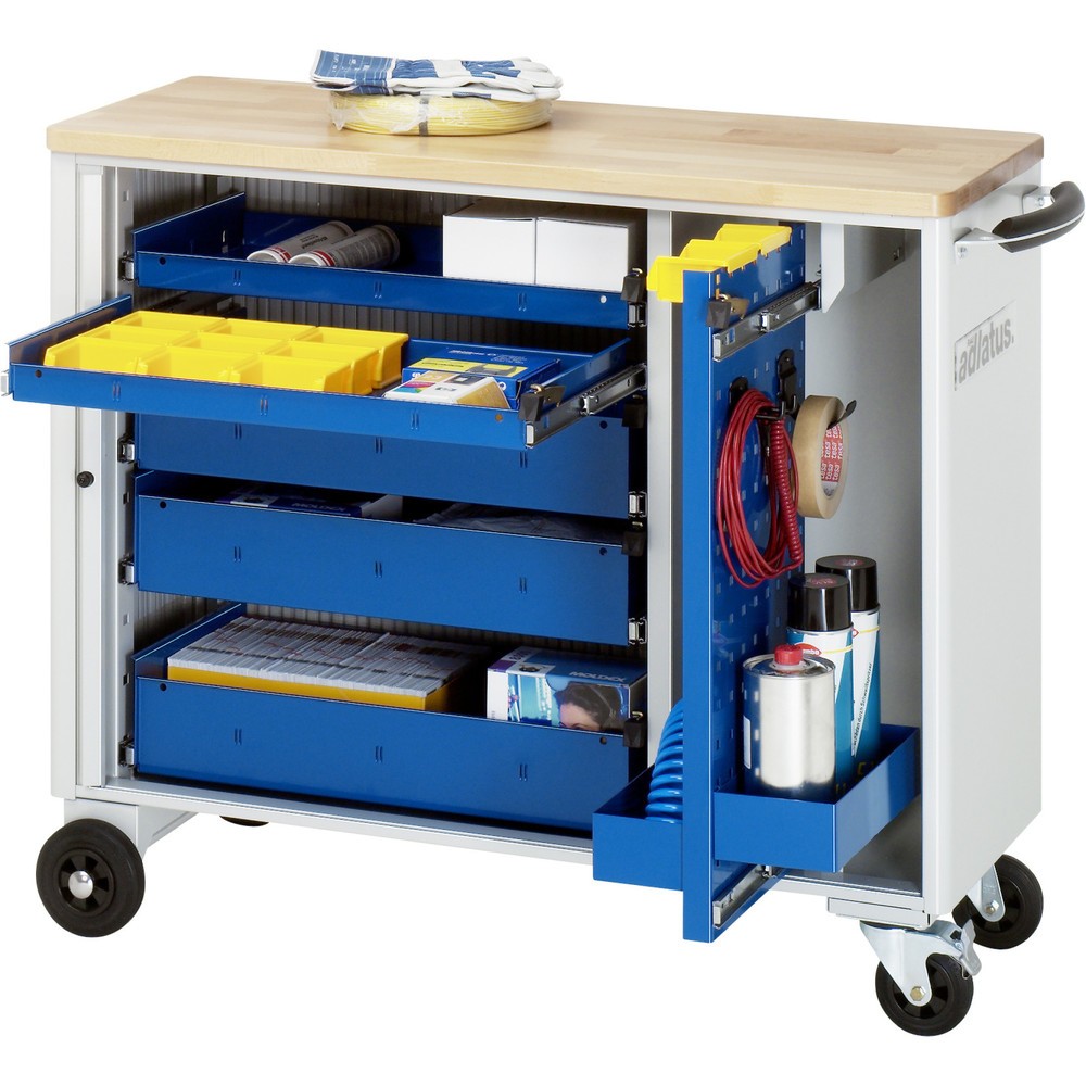 Immagine del prodotto: Carrello portautensili RAU serie adlatus, AxLxP 860 x 1.025 x 400 mm, 5 cassetti 2 x 40, 3 x 105 mm, piano di lavoro in faggio