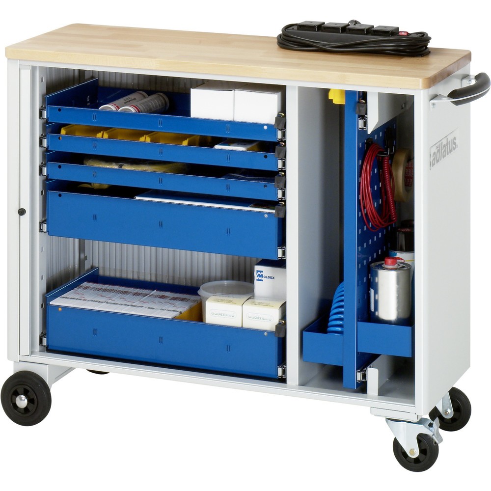 Immagine del prodotto n. 1: Carrello portautensili RAU serie adlatus, AxLxP 860 x 1.025 x 400 mm, 5 cassetti 3 x 40, 2 x 105 mm, piano di lavoro in faggio