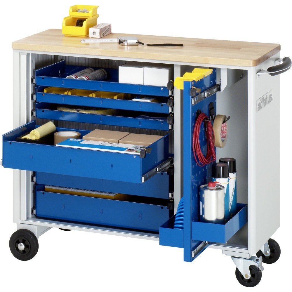 Immagine del prodotto: Carrello portautensili RAU serie adlatus, AxLxP 860 x 1.025 x 400 mm, 6 cassetti 3 x 40, 3 x 105 mm, piano di lavoro in faggio