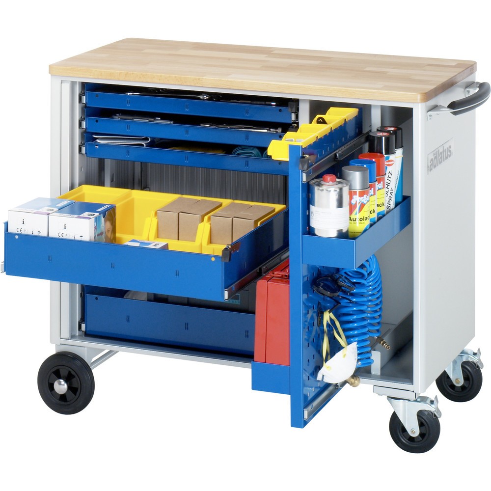 Immagine del prodotto n. 1: Carrello portautensili RAU serie adlatus, AxLxP 890 x 1.025 x 520 mm, 5 cassetti 3 x 40, 2 x 105 mm, piano di lavoro in faggio