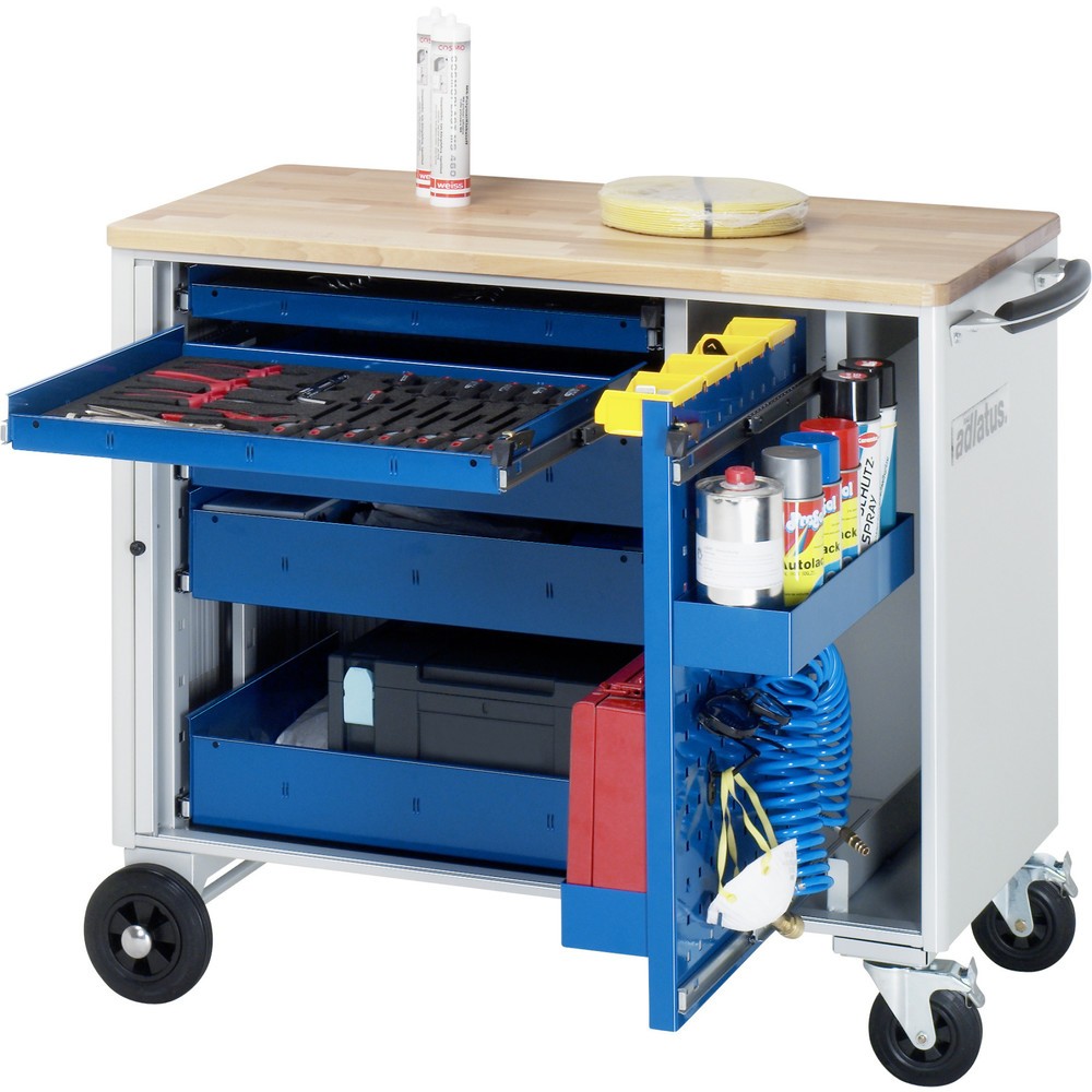 Immagine del prodotto n. 1: Carrello portautensili RAU serie adlatus, AxLxP 890 x 1.025 x 520 mm, 5 cassetti 2 x 40, 3 x 105 mm, piano di lavoro in faggio