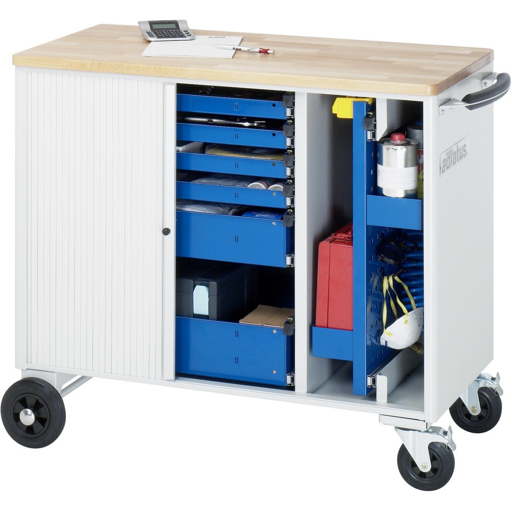 Immagine del prodotto n. 4: Carrello portautensili RAU serie adlatus, AxLxP 890 x 1.025 x 520 mm, 6 cassetti 4 x 40, 1 x 105, 1 x 130 mm, piano di lavoro in faggio
