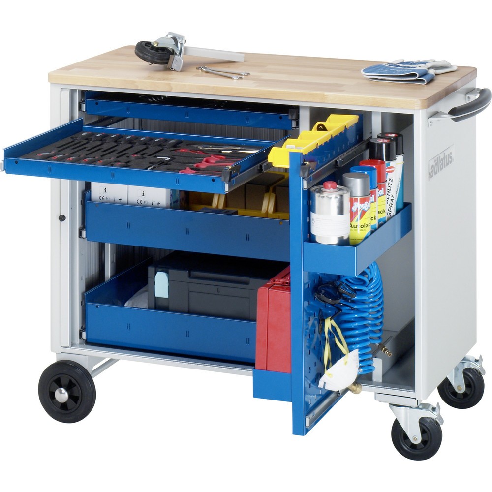Immagine del prodotto n. 1: Carrello portautensili RAU serie adlatus, AxLxP 890 x 1.025 x 520 mm, 4 cassetti 2 x 40, 1 x 105, 1 x 130 mm, piano di lavoro in faggio
