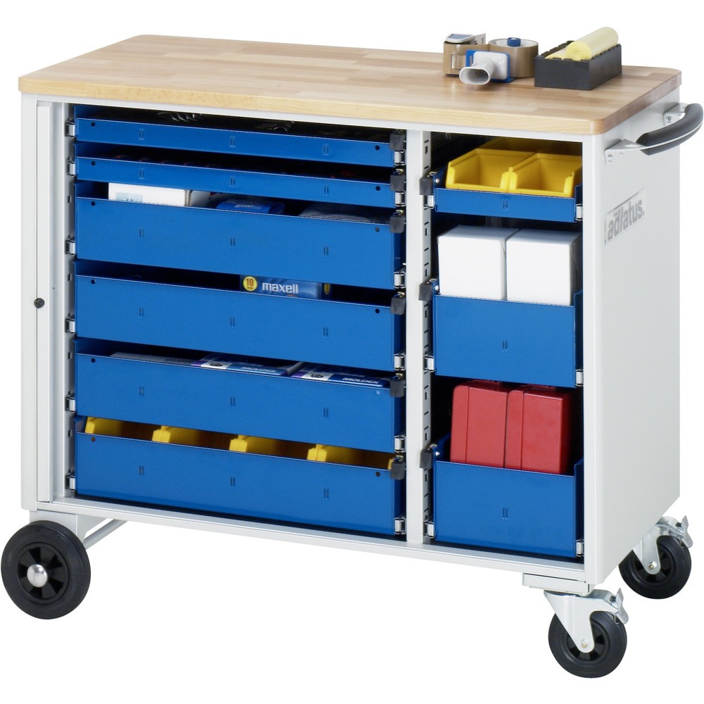 Immagine del prodotto: Carrello portautensili RAU serie adlatus, AxLxP 890 x 1.025 x 520 mm, 9 cassetti 3 x 40, 4 x 105, 2 x 130 mm, piano di lavoro in faggio