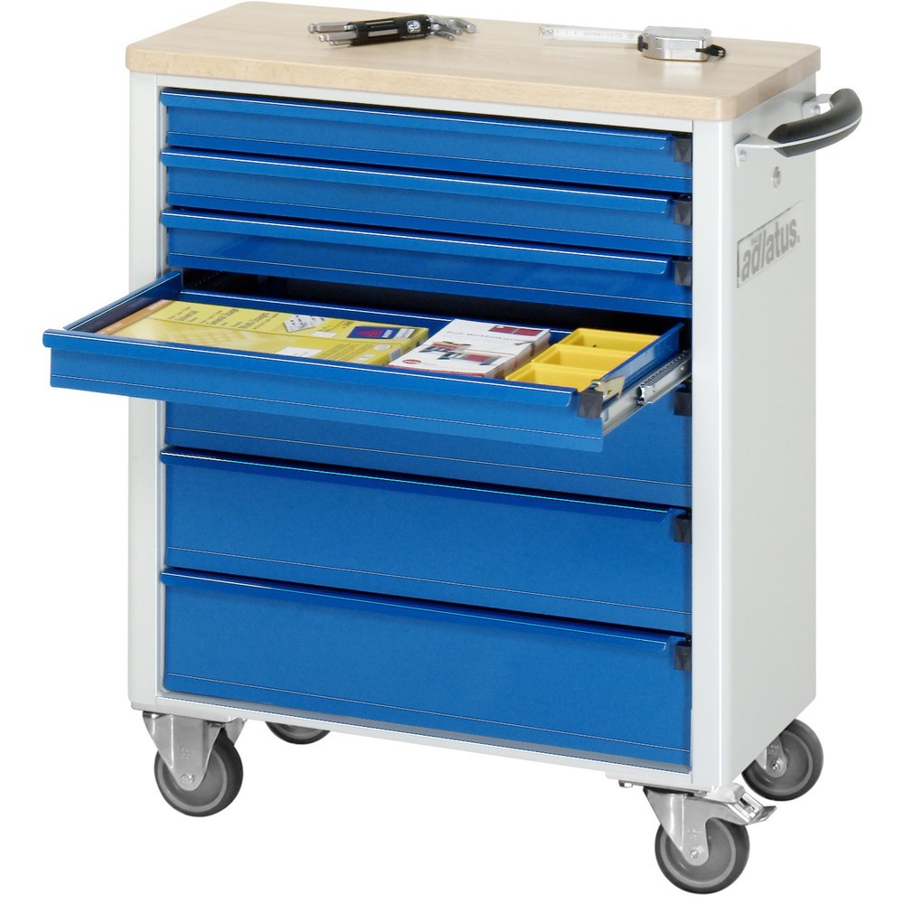 Immagine del prodotto n. 1: Carrello portautensili RAU serie adlatus 700, AxLxP 860 x 700 x 350 mm, 7 cassetti 4 x 65, 3 x 130 mm, piano di lavoro in faggio