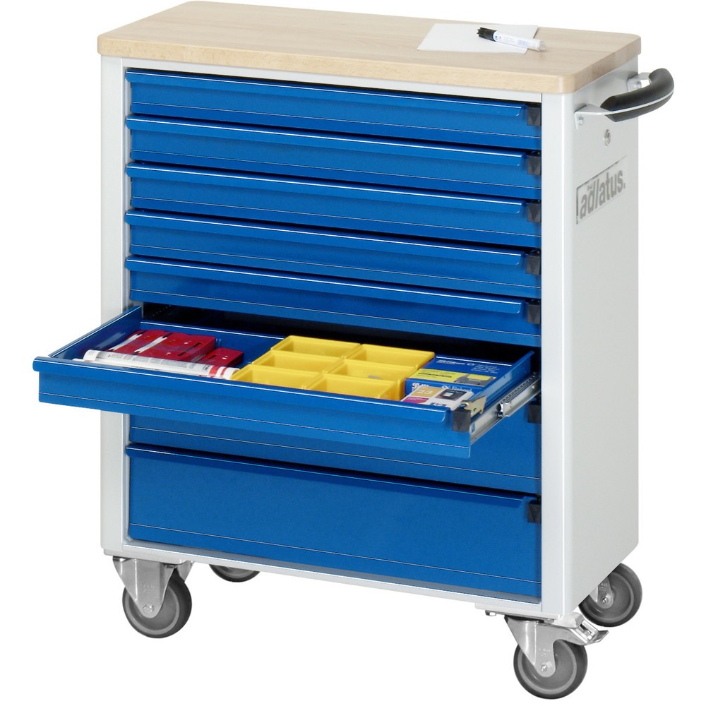 Immagine del prodotto n. 1: Carrello portautensili RAU serie adlatus 700, AxLxP 860 x 700 x 350 mm, 8 cassetti 6 x 65, 2 x 130 mm, piano di lavoro in faggio