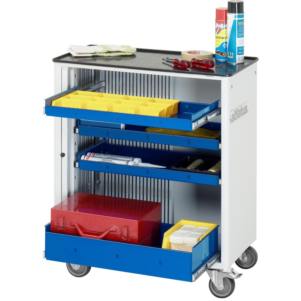 Immagine del prodotto: Carrello portautensili RAU serie adlatus 700, AxLxP 860 x 725 x 400 mm, 4 cassetti 3 x 40, 1 x 105 mm, piano di lavoro in metallo