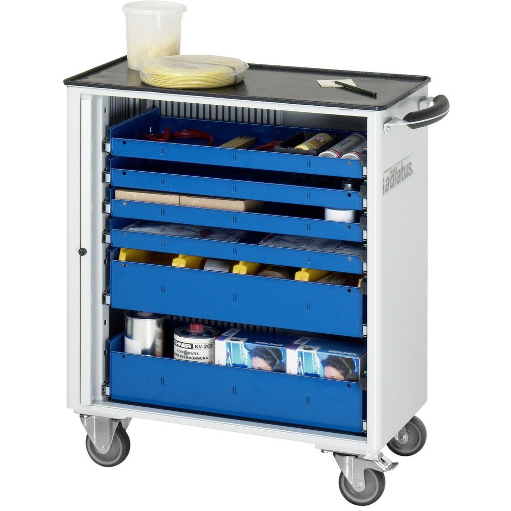 Immagine del prodotto: Carrello portautensili RAU serie adlatus 700, AxLxP 860 x 725 x 400 mm, 6 cassetti 4 x 40, 2 x 105 mm, piano di lavoro in metallo