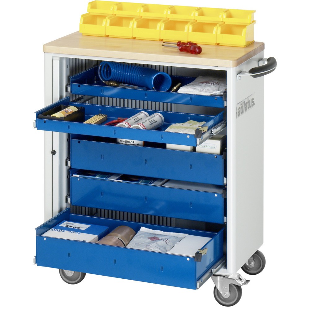 Immagine del prodotto n. 1: Carrello portautensili RAU serie adlatus 700, AxLxP 860 x 725 x 400 mm, 5 cassetti 2 x 40, 3 x 105 mm, piano di lavoro in faggio