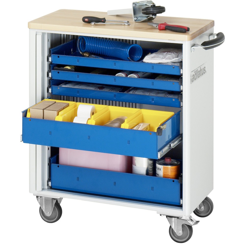 Immagine del prodotto: Carrello portautensili RAU serie adlatus 700, AxLxP 860 x 725 x 400 mm, 5 cassetti 3 x 40, 2 x 105 mm, piano di lavoro in faggio